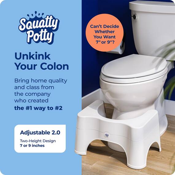 Squatty Potty Original 7-Zoll & 9-Zoll Einstellbar Höhe Badezimmer Toilette Schemel, Weiß
