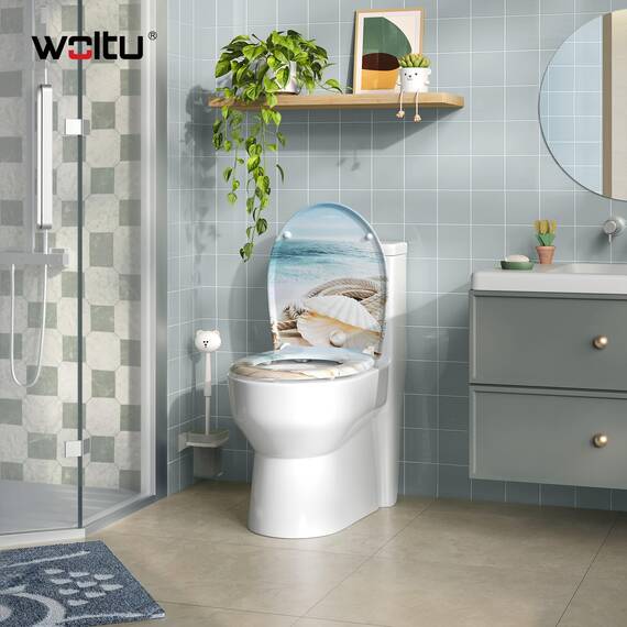 WOLTU Toilettendeckel mit Absenkautomatik Klodeckel WC Sitz Softclose Klobrille mit Quick Release Funktion Duroplast Oval einfache Montage