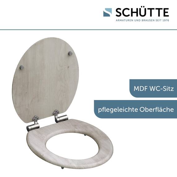 SCHÜTTE WC-Sitz LIGHTWOOD mit Absenkautomatik aus Holz, hochwertiger Toilettendeckel mit 175kg Belastbarkeit, Toilettensitz mit Brille, Klodeckel für WC, MDF Holzkern Klobrille mit Motiv