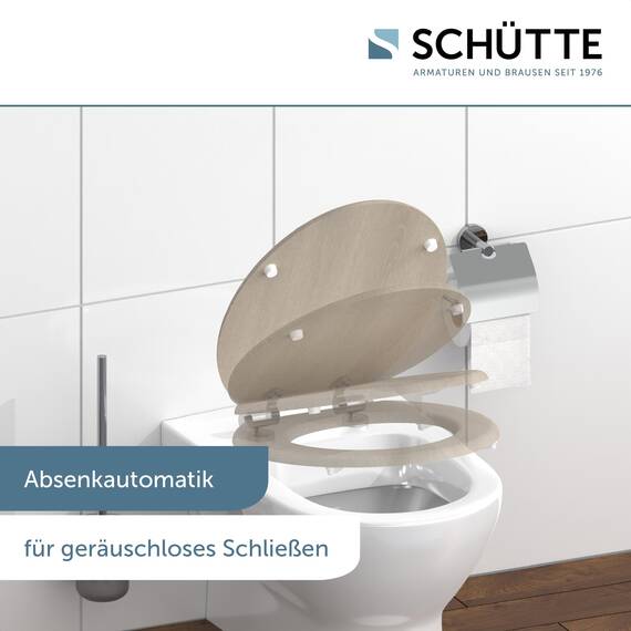 SCHÜTTE WC-Sitz MODERN mit Absenkautomatik aus Holz | Toilettensitz mit Klodeckel | Holzkern Toilettendeckel mit Motiv (maximale Belastung der Klobrille 175 kg) | Holz
