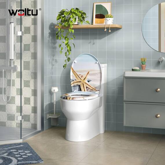 WOLTU Toilettendeckel mit Absenkautomatik Klodeckel WC Sitz Softclose Klobrille mit Quick Release Funktion Duroplast Oval einfache Montage