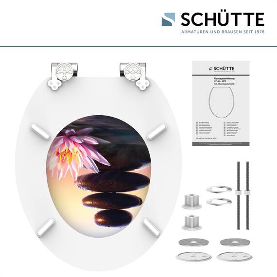 SCHÜTTE WC-Sitz SUNSET mit Absenkautomatik aus Holz | Toilettensitz mit Klodeckel | Holzkern Toilettendeckel mit Motiv (maximale Belastung der Klobrille 175 kg) | Bunt