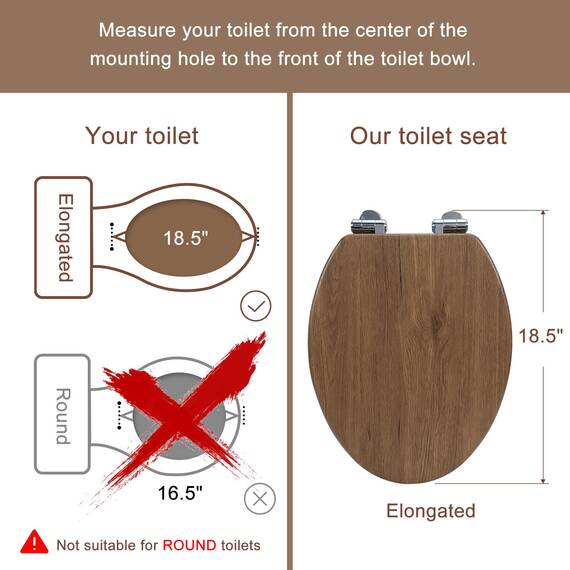 Angol Shiold Toilettensitz, verlängerter Toilettensitz aus geformtem Holz, mit leise schließenden und schnell öffnenden Scharnieren, einfach zu installieren, auch leicht zu reinigen von Angol Shiold