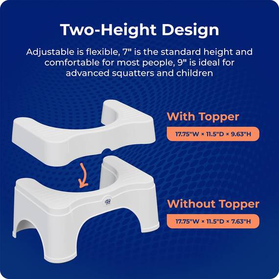 Squatty Potty Original 7-Zoll & 9-Zoll Einstellbar Höhe Badezimmer Toilette Schemel, Weiß