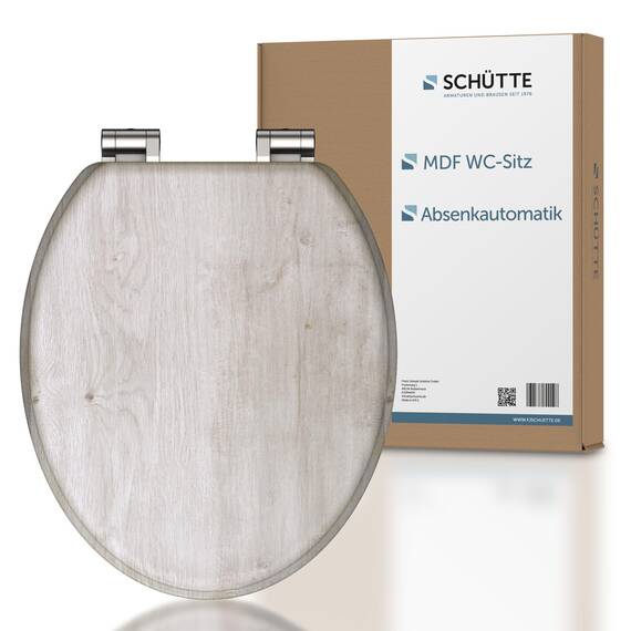 SCHÜTTE WC-Sitz LIGHTWOOD mit Absenkautomatik aus Holz, hochwertiger Toilettendeckel mit 175kg Belastbarkeit, Toilettensitz mit Brille, Klodeckel für WC, MDF Holzkern Klobrille mit Motiv