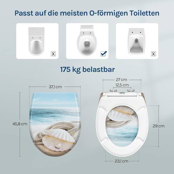 WOLTU Toilettendeckel mit Absenkautomatik Klodeckel WC Sitz Softclose Klobrille mit Quick Release Funktion Duroplast Oval einfache Montage