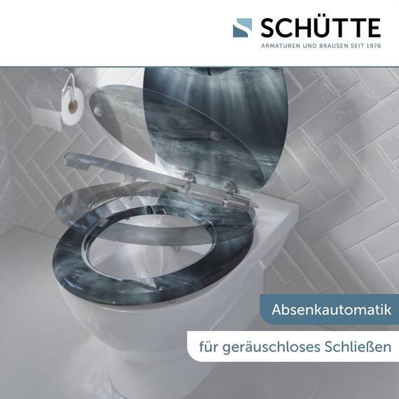 SCHÜTTE WC-Sitz DIVE mit Absenkautomatik aus Holz | Toilettensitz mit Klodeckel | Holzkern Toilettendeckel mit Motiv (maximale Belastung der Klobrille 175 kg) | Bunt