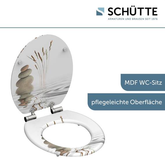 SCHÜTTE WC-Sitz BALANCE mit Absenkautomatik aus Holz, hochwertiger Toilettendeckel mit 175kg Belastbarkeit, Toilettensitz mit Brille, Klodeckel für WC, MDF Holzkern Klobrille mit Motiv