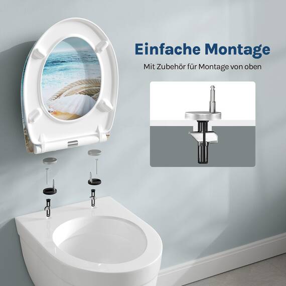 WOLTU Toilettendeckel mit Absenkautomatik Klodeckel WC Sitz Softclose Klobrille mit Quick Release Funktion Duroplast Oval einfache Montage