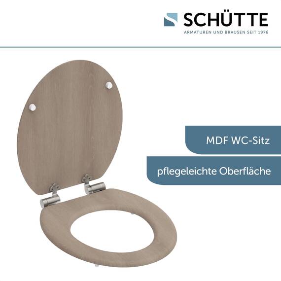 SCHÜTTE WC-Sitz MODERN mit Absenkautomatik aus Holz | Toilettensitz mit Klodeckel | Holzkern Toilettendeckel mit Motiv (maximale Belastung der Klobrille 175 kg) | Holz
