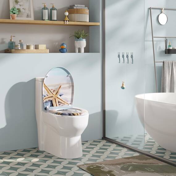 WOLTU Toilettendeckel mit Absenkautomatik Klodeckel WC Sitz Softclose Klobrille mit Quick Release Funktion Duroplast Oval einfache Montage