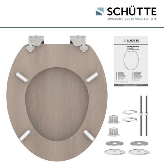 SCHÜTTE WC-Sitz MODERN mit Absenkautomatik aus Holz | Toilettensitz mit Klodeckel | Holzkern Toilettendeckel mit Motiv (maximale Belastung der Klobrille 175 kg) | Holz