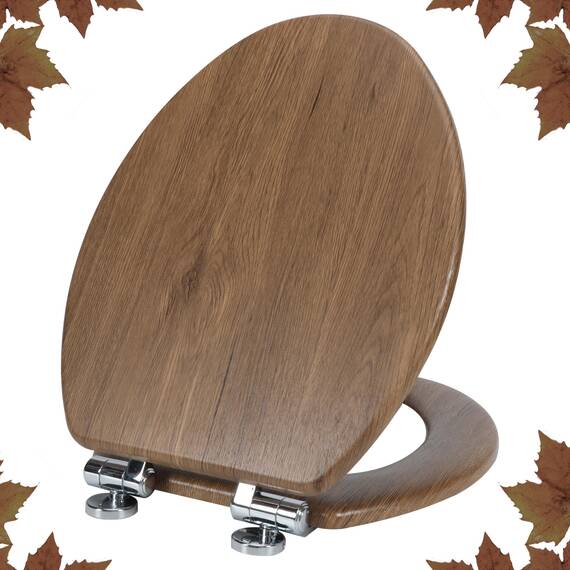 Angol Shiold Toilettensitz, verlängerter Toilettensitz aus geformtem Holz, mit leise schließenden und schnell öffnenden Scharnieren, einfach zu installieren, auch leicht zu reinigen von Angol Shiold