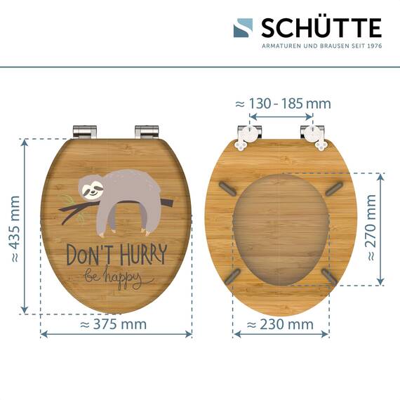 SCHÜTTE WC-Sitz NO HURRY mit Absenkautomatik aus Holz, hochwertiger Toilettendeckel mit 175kg Belastbarkeit, Toilettensitz mit Brille, Klodeckel für WC, MDF Holzkern Klobrille mit Motiv