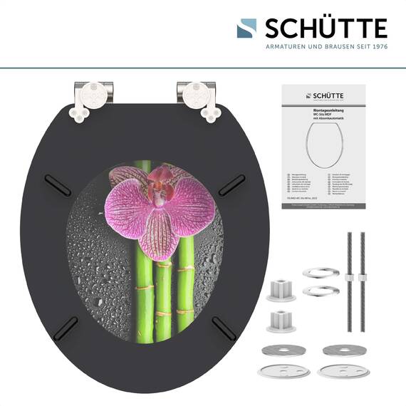 SCHÜTTE WC-Sitz ASIA mit Absenkautomatik aus Holz, hochwertiger Toilettendeckel mit 175kg Belastbarkeit, Toilettensitz mit Brille, Klodeckel für WC, MDF Holzkern Klobrille mit Motiv