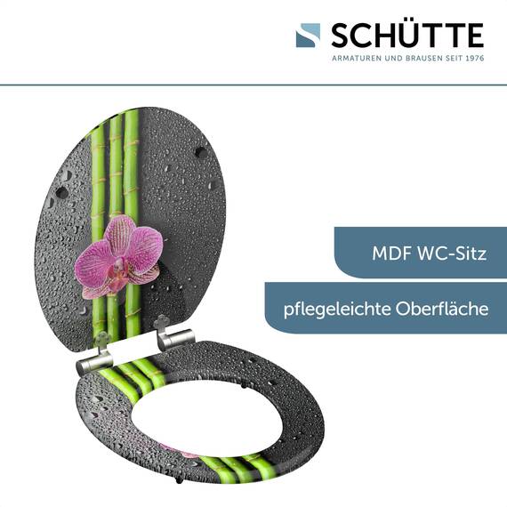 SCHÜTTE WC-Sitz ASIA mit Absenkautomatik aus Holz, hochwertiger Toilettendeckel mit 175kg Belastbarkeit, Toilettensitz mit Brille, Klodeckel für WC, MDF Holzkern Klobrille mit Motiv
