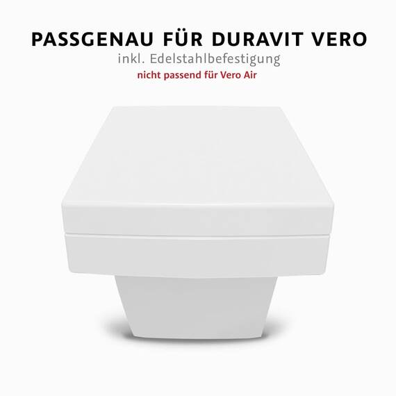 Bullseat WC Sitz passgenau für Duravit Vero | Softclose Absenkautomatik | abnehmbar | Edelstahlbefestigung