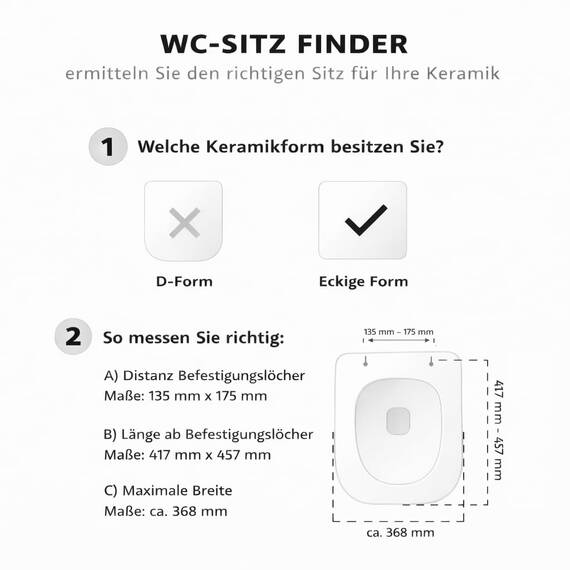 Bullseat® WC-Sitz Eckig – passgenau für Keramag/Geberit Renova Nr. 1 Plan | Toilettensitz mit Softclose, abnehmbar | Klobrille aus Urea-Duroplast | Klodeckel Montage von oben