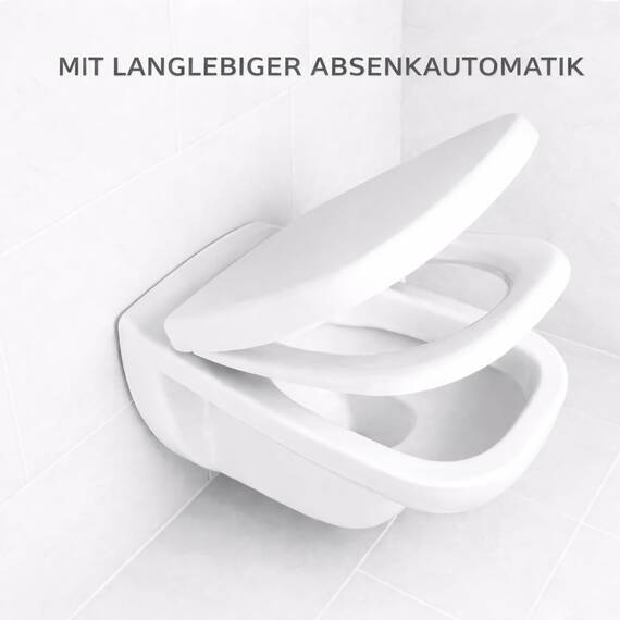 Bullseat WC Sitz passgenau für Duravit D-Code | Toilettendeckel mit Softclose Absenkautomatik | Abnehmbar mit Quick-Release | Antibakterieller Duroplast | Edelstahlbefestigung