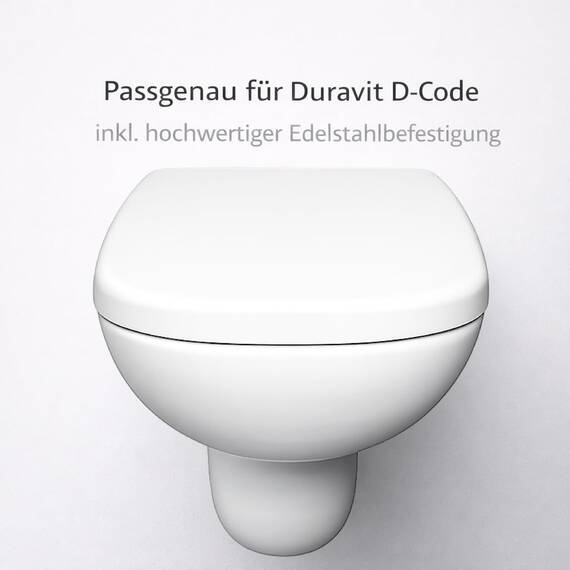 Bullseat WC Sitz passgenau für Duravit D-Code | Toilettendeckel mit Softclose Absenkautomatik | Abnehmbar mit Quick-Release | Antibakterieller Duroplast | Edelstahlbefestigung
