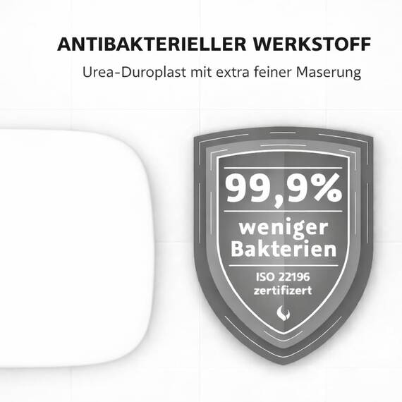 Bullseat WC Sitz passgenau für Duravit D-Code | Toilettendeckel mit Softclose Absenkautomatik | Abnehmbar mit Quick-Release | Antibakterieller Duroplast | Edelstahlbefestigung