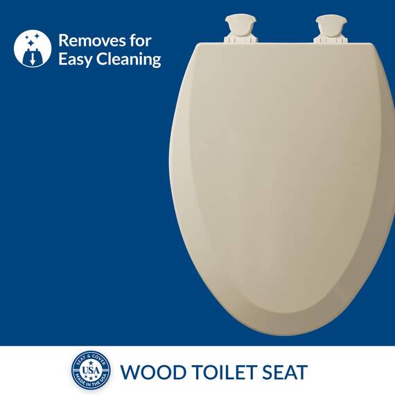 Bemis 1500EC 006 WC-Sitz mit Easy Clean & Change Scharnieren, längliches, langlebiges emailliertes Holz, Knochen, 1 Packung