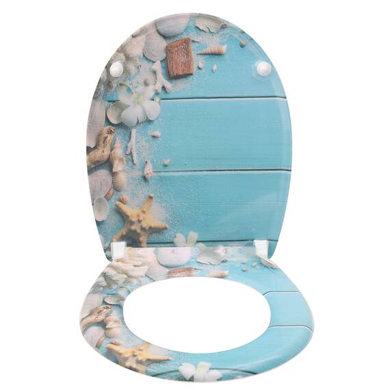 WOLTU Toilettendeckel mit Absenkautomatik Klodeckel WC Sitz Softclose Klobrille mit Quick Release Funktion Duroplast Oval einfache Montage Strandholz