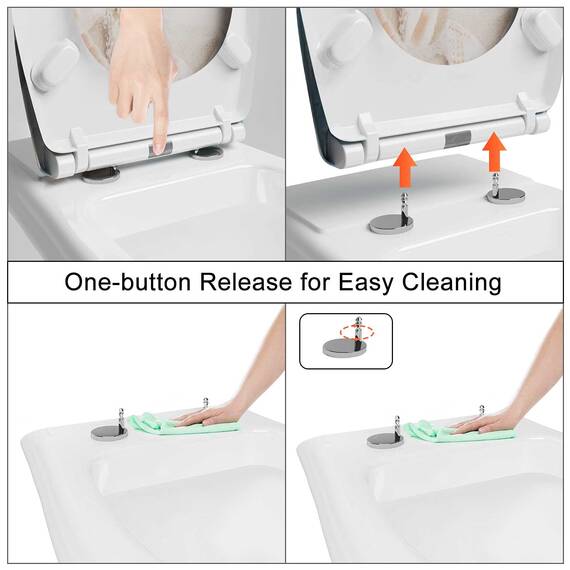WOLTU Toilettendeckel mit Absenkautomatik Klodeckel WC Sitz Softclose Klobrille mit Quick Release Funktion Duroplast Oval einfache Montage