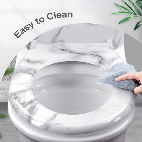 WOLTU Toilettendeckel, WC Sitz mit Absenkautomatik, Klodeckel Klobrille mit Quick-Release-Funktion, O-Form Toilettensitz mit Motiv, 175 kg belastbar