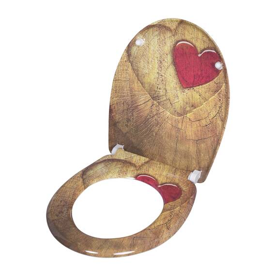 WOLTU Toilettendeckel, WC Sitz mit Absenkautomatik, Klodeckel Klobrille mit Quick-Release-Funktion, O-Form Toilettensitz mit Motiv, Montage von oben unten, 175 kg belastbar der Klobrille