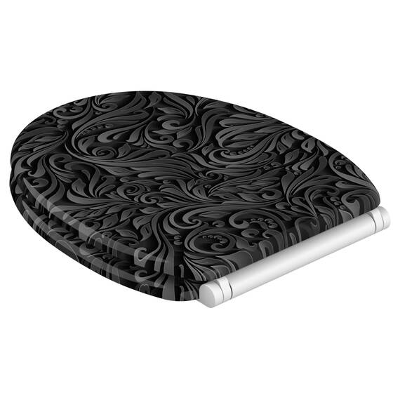 Sanilo WC Sitz mit Absenkautomatik & Schnellverschluss, Toilettendeckel per Knopfdruck abnehmbar, einfache Montage von oben (Floral)