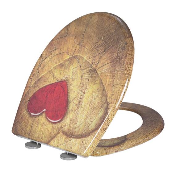 WOLTU Toilettendeckel, WC Sitz mit Absenkautomatik, Klodeckel Klobrille mit Quick-Release-Funktion, O-Form Toilettensitz mit Motiv, Montage von oben unten, 175 kg belastbar der Klobrille
