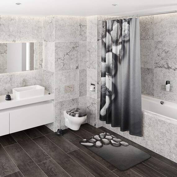 Sanilo WC Sitz mit Absenkautomatik, viele schöne schwarze Toilettendeckel zur Auswahl, hochwertige und stabile Qualität aus Holz (Hot Stones)