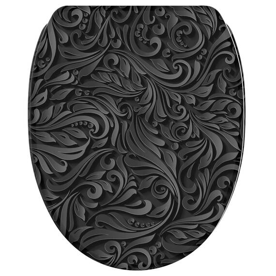Sanilo WC Sitz mit Absenkautomatik & Schnellverschluss, Toilettendeckel per Knopfdruck abnehmbar, einfache Montage von oben (Floral)