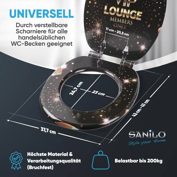 Sanilo WC Sitz mit Absenkautomatik, viele schöne schwarze Toilettendeckel zur Auswahl, hochwertige und stabile Qualität aus Holz (Vip Lounge)