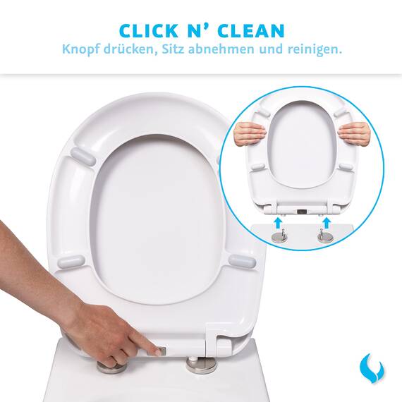 Bullseat Toilettendeckel – WC Sitz mit Softclose, abnehmbar | Klobrille aus Urea-Duroplast, antibakteriell & UV-beständig | Klodeckel Montage von oben