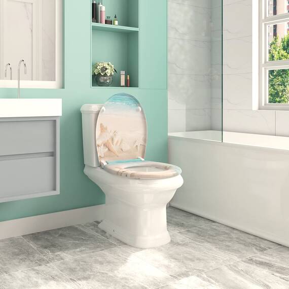 WOLTU Toilettendeckel mit Absenkautomatik Klodeckel WC Sitz Softclose Klobrille mit Quick Release Funktion Duroplast Oval einfache Montage