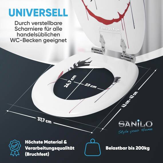 Sanilo WC Sitz mit Absenkautomatik, viele schöne schwarze Toilettendeckel zur Auswahl, hochwertige und stabile Qualität aus Holz (Joker)