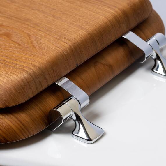 Mayfair 19601br 378 natur Reflexe Holz Furnier WC-Sitz mit Scharnieren aus Messing, 19601CP 378, 0V