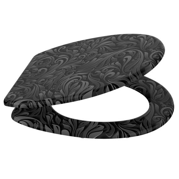 Sanilo WC Sitz mit Absenkautomatik & Schnellverschluss, Toilettendeckel per Knopfdruck abnehmbar, einfache Montage von oben (Floral)