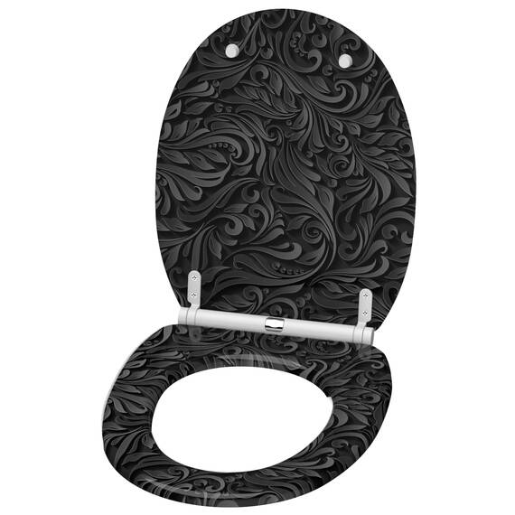 Sanilo WC Sitz mit Absenkautomatik & Schnellverschluss, Toilettendeckel per Knopfdruck abnehmbar, einfache Montage von oben (Floral)