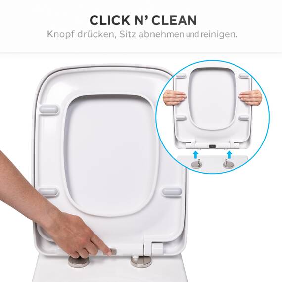 Bullseat WC Sitz passgenau für Duravit D-Code | Toilettendeckel mit Softclose Absenkautomatik | Abnehmbar mit Quick-Release | Antibakterieller Duroplast | Edelstahlbefestigung
