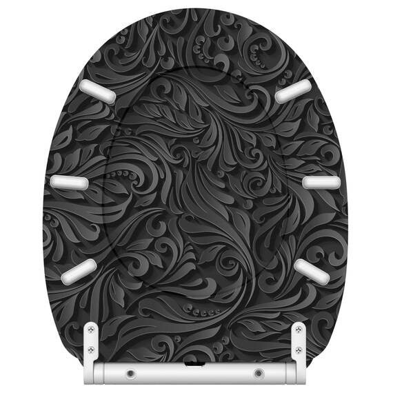 Sanilo WC Sitz mit Absenkautomatik & Schnellverschluss, Toilettendeckel per Knopfdruck abnehmbar, einfache Montage von oben (Floral)