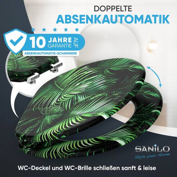 Sanilo WC Sitz mit Absenkautomatik, viele schöne schwarze Toilettendeckel zur Auswahl, hochwertige und stabile Qualität aus Holz (Palmdream)