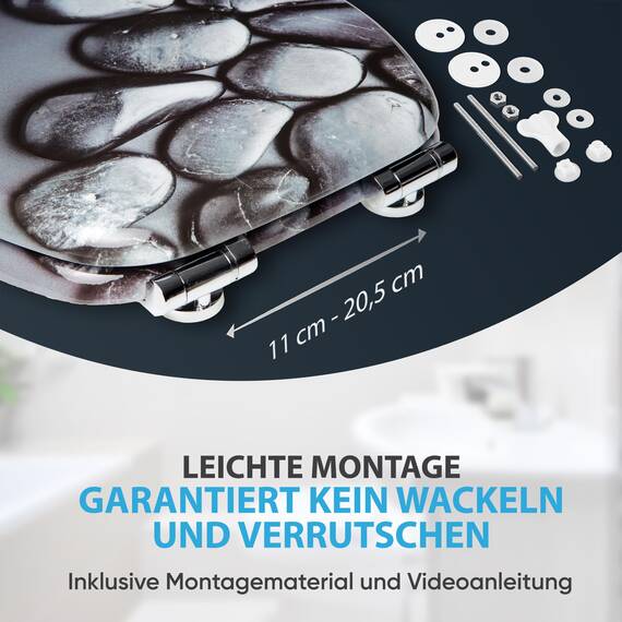 Sanilo WC Sitz mit Absenkautomatik, viele schöne schwarze Toilettendeckel zur Auswahl, hochwertige und stabile Qualität aus Holz (Hot Stones)