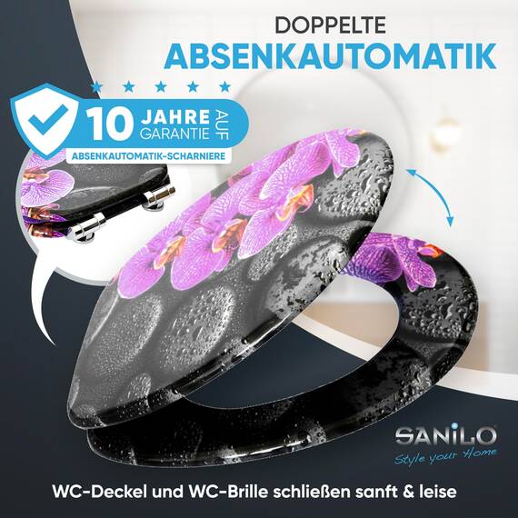 Sanilo WC Sitz mit Absenkautomatik, viele schöne schwarze Toilettendeckel zur Auswahl, hochwertige und stabile Qualität aus Holz (Madeira)