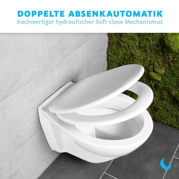 Bullseat Toilettendeckel – WC Sitz mit Softclose, abnehmbar | Klobrille aus Urea-Duroplast, antibakteriell & UV-beständig | Klodeckel Montage von oben