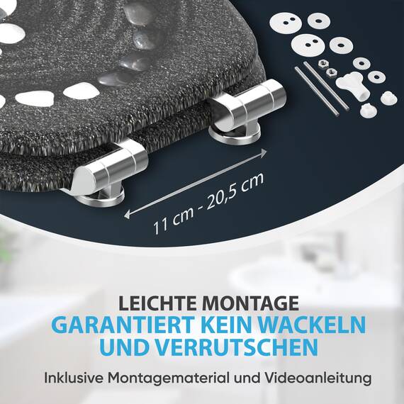 Sanilo WC Sitz mit Absenkautomatik, viele schöne schwarze Toilettendeckel zur Auswahl, hochwertige und stabile Qualität aus Holz (Yin Yang)