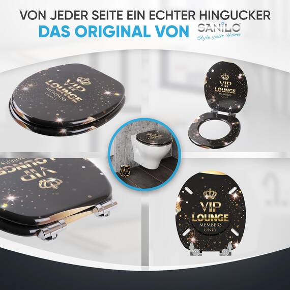 Sanilo WC Sitz mit Absenkautomatik, viele schöne schwarze Toilettendeckel zur Auswahl, hochwertige und stabile Qualität aus Holz (Vip Lounge)