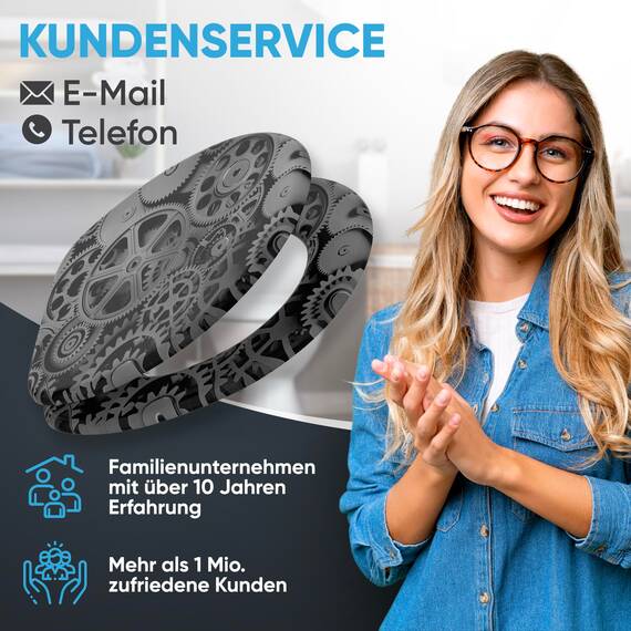 Sanilo WC Sitz mit Absenkautomatik, viele schöne schwarze Toilettendeckel zur Auswahl, hochwertige und stabile Qualität aus Holz (Gears)